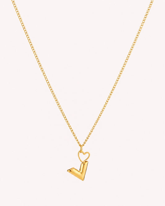 Ketting met V hanger en hartje