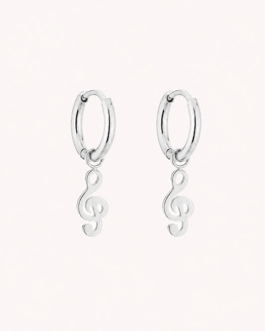Creolen met muzieknoot hanger