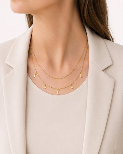 Ketting met Maan en Sterren bedels
