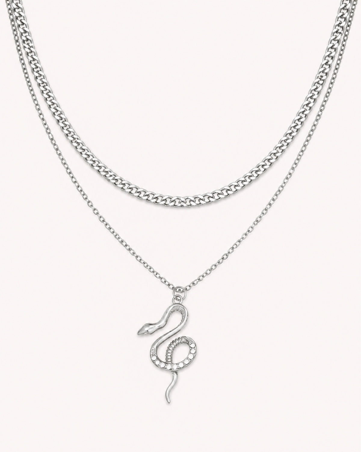 Dubbele ketting met slang bedel