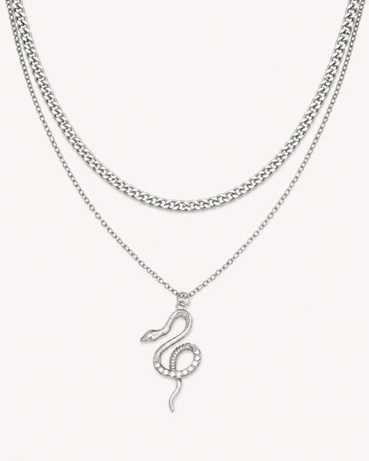 Dubbele ketting met slang bedel