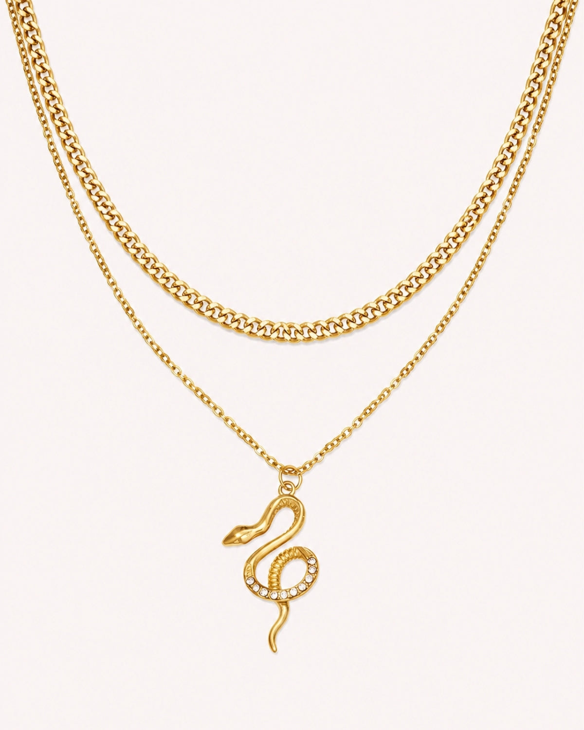 Dubbele ketting met slang bedel