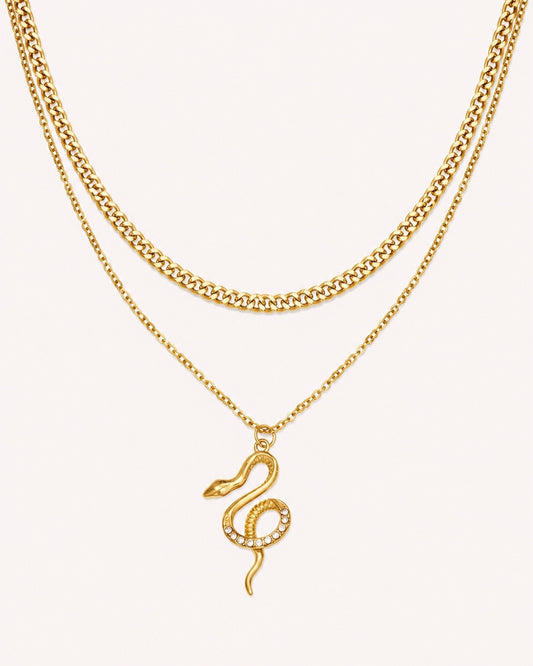 Dubbele ketting met slang bedel