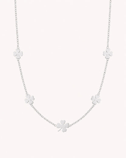 Ketting met vijf klaver bedels