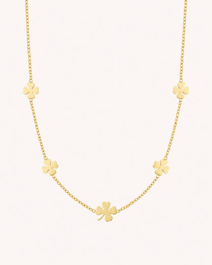 Ketting met vijf klaver bedels
