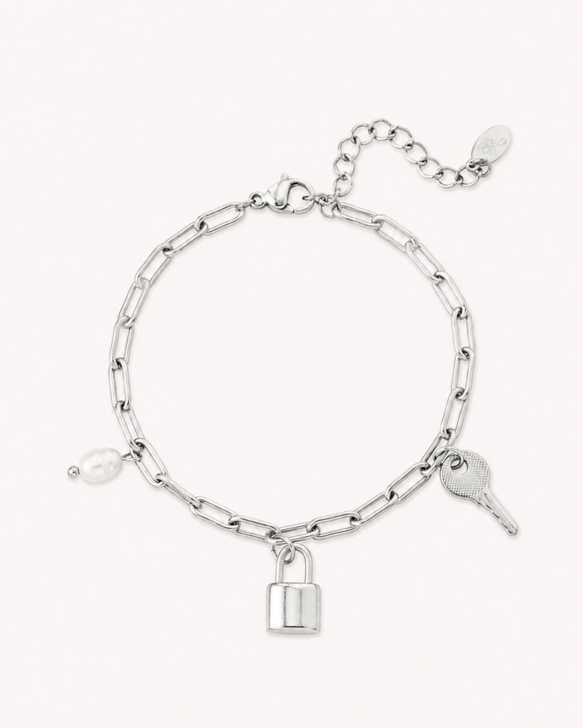 Schakelarmband met bedels en parel