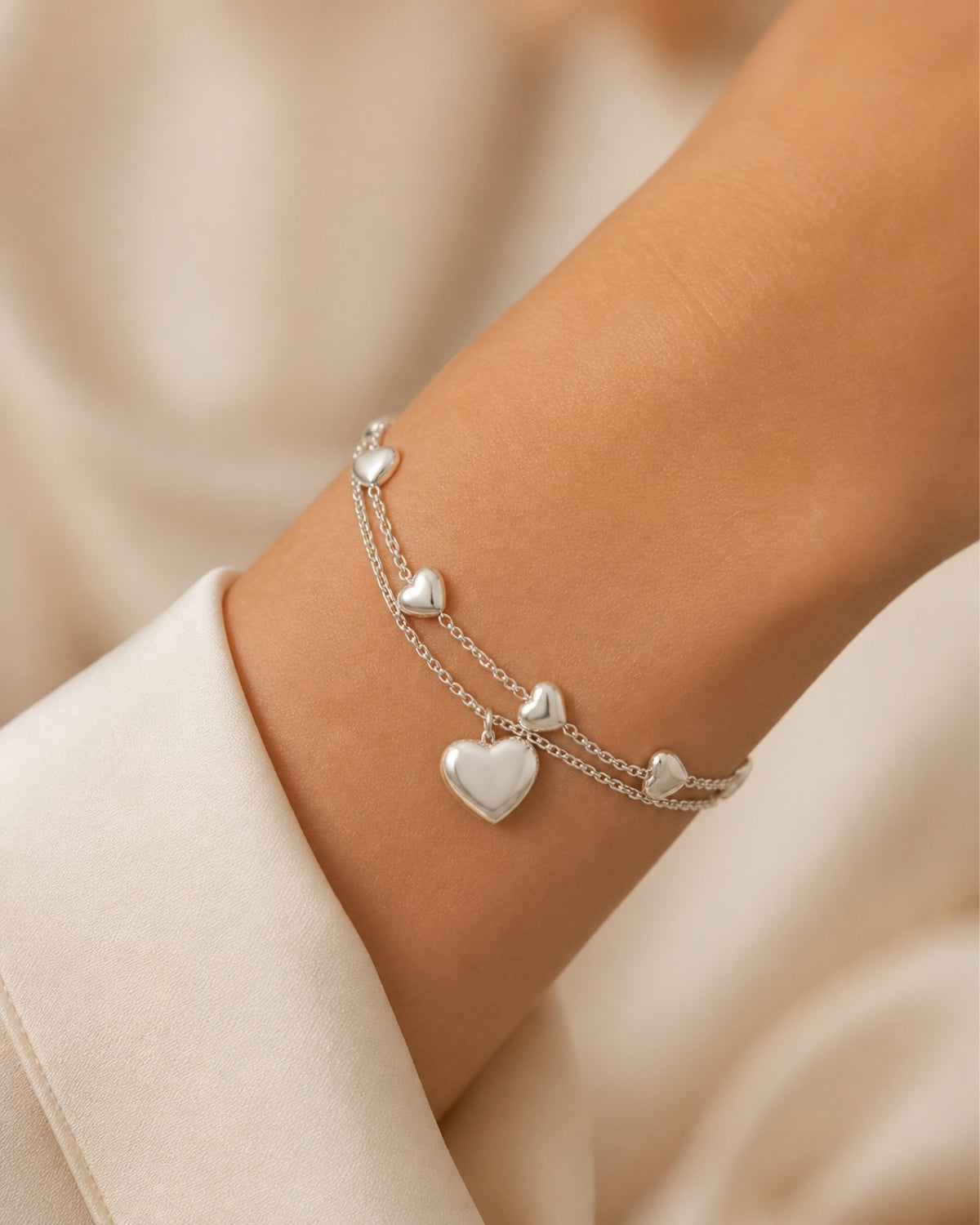 Dubbele armband hartjes